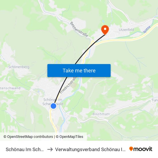 Schönau Im Schwarzwald to Verwaltungsverband Schönau Im Schwarzwald map