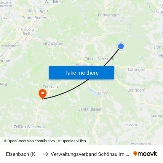 Eisenbach (Kernort) to Verwaltungsverband Schönau Im Schwarzwald map