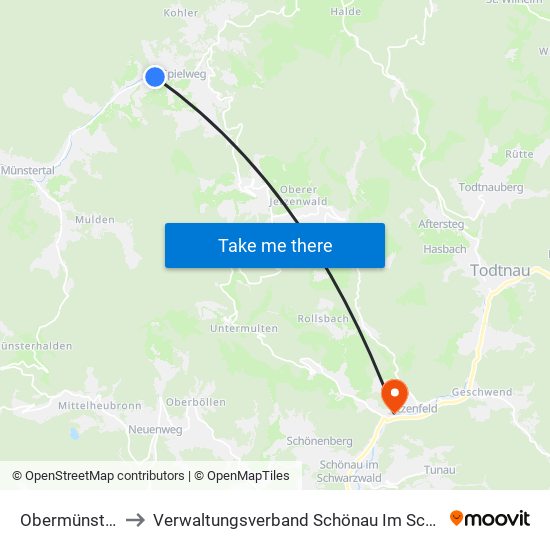 Obermünstertal to Verwaltungsverband Schönau Im Schwarzwald map