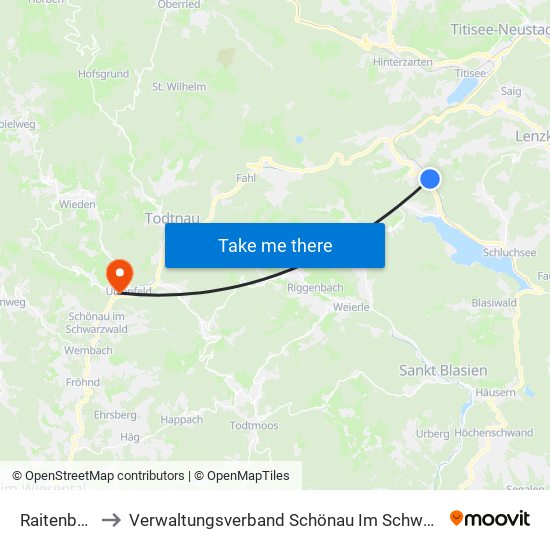 Raitenbuch to Verwaltungsverband Schönau Im Schwarzwald map