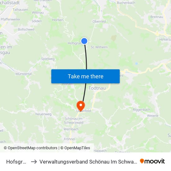 Hofsgrund to Verwaltungsverband Schönau Im Schwarzwald map