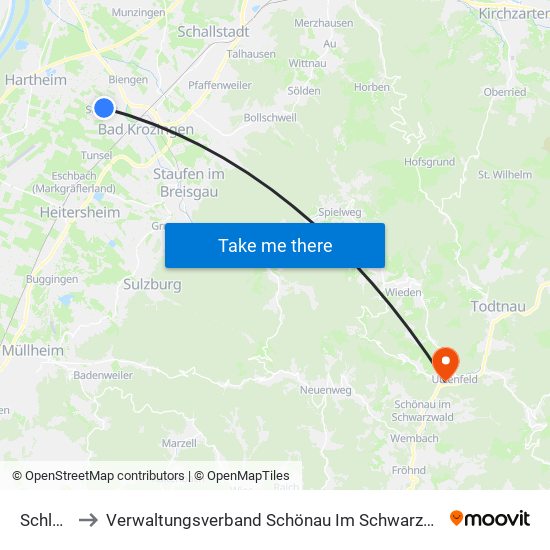Schlatt to Verwaltungsverband Schönau Im Schwarzwald map