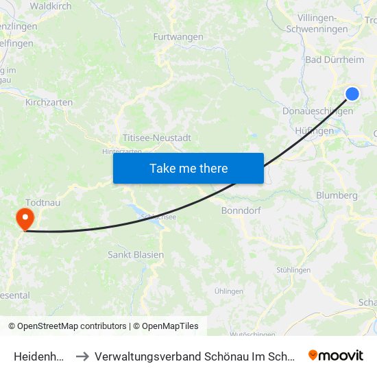 Heidenhofen to Verwaltungsverband Schönau Im Schwarzwald map