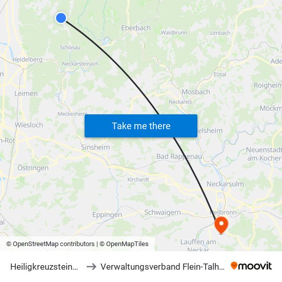 Heiligkreuzsteinach to Verwaltungsverband Flein-Talheim map