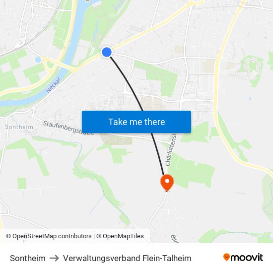 Sontheim to Verwaltungsverband Flein-Talheim map