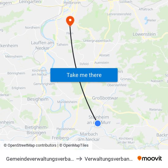 Gemeindeverwaltungsverband Steinheim-Murr to Verwaltungsverband Flein-Talheim map