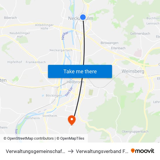 Verwaltungsgemeinschaft Neckarsulm to Verwaltungsverband Flein-Talheim map