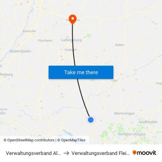 Verwaltungsverband Altshausen to Verwaltungsverband Flein-Talheim map