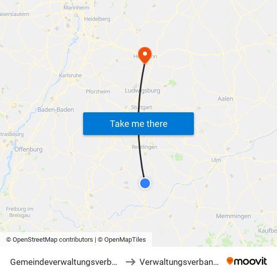 Gemeindeverwaltungsverband Gammertingen to Verwaltungsverband Flein-Talheim map