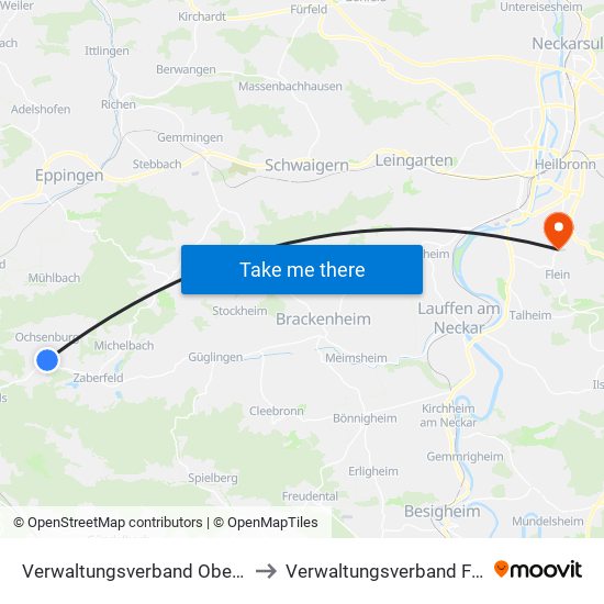 Verwaltungsverband Oberes Zabergäu to Verwaltungsverband Flein-Talheim map