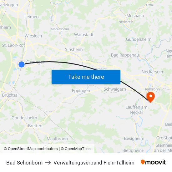 Bad Schönborn to Verwaltungsverband Flein-Talheim map