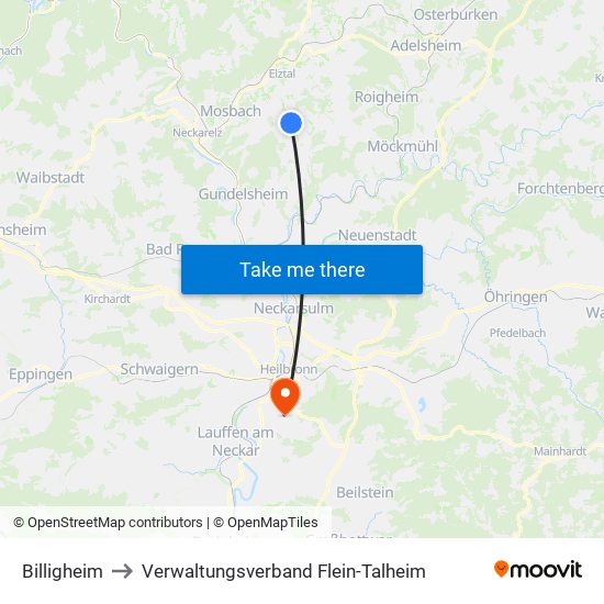 Billigheim to Verwaltungsverband Flein-Talheim map