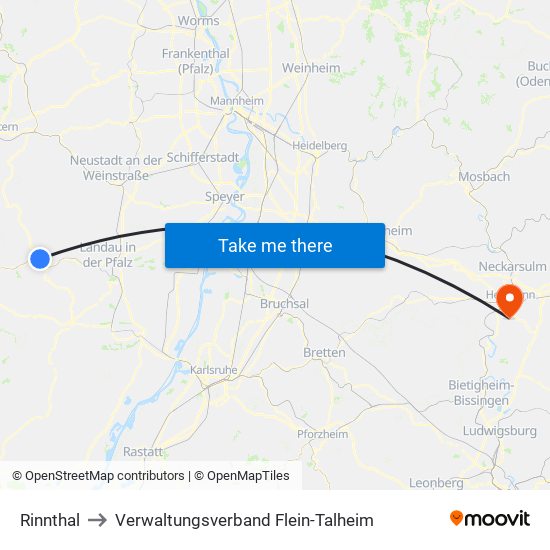 Rinnthal to Verwaltungsverband Flein-Talheim map