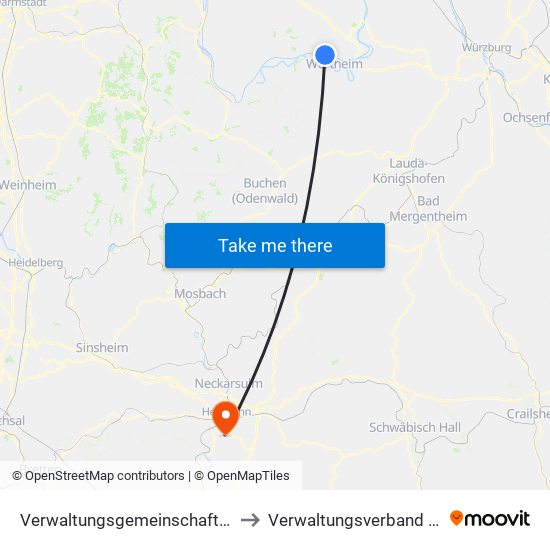 Verwaltungsgemeinschaft Kreuzwertheim to Verwaltungsverband Flein-Talheim map