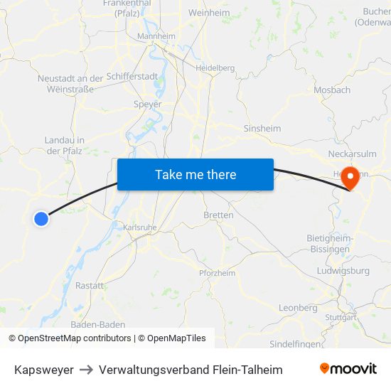 Kapsweyer to Verwaltungsverband Flein-Talheim map