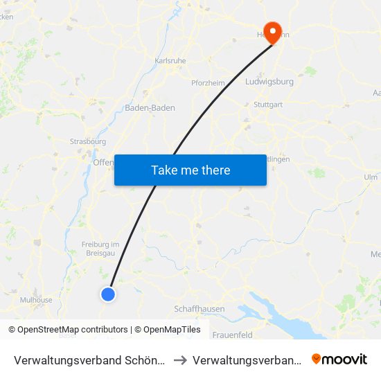 Verwaltungsverband Schönau Im Schwarzwald to Verwaltungsverband Flein-Talheim map