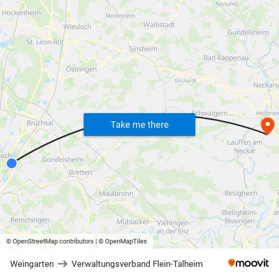 Weingarten to Verwaltungsverband Flein-Talheim map