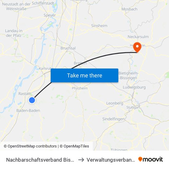 Nachbarschaftsverband Bischweier-Kuppenheim to Verwaltungsverband Flein-Talheim map