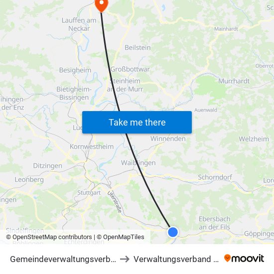 Gemeindeverwaltungsverband Plochingen to Verwaltungsverband Flein-Talheim map