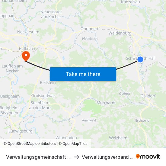 Verwaltungsgemeinschaft Schwäbisch Hall to Verwaltungsverband Flein-Talheim map