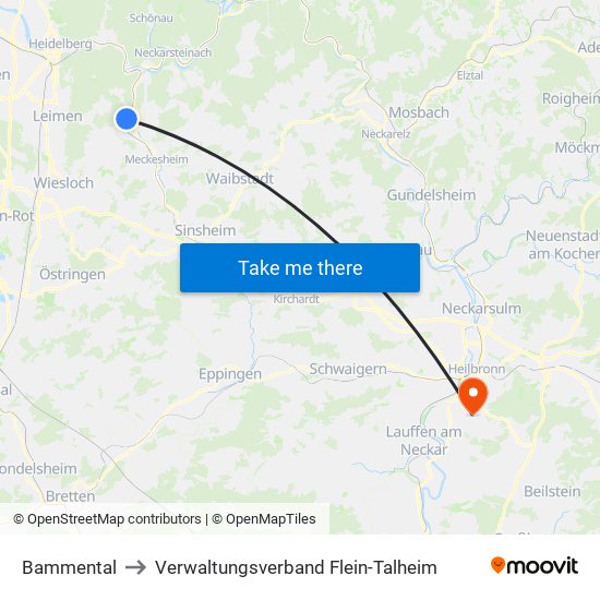 Bammental to Verwaltungsverband Flein-Talheim map