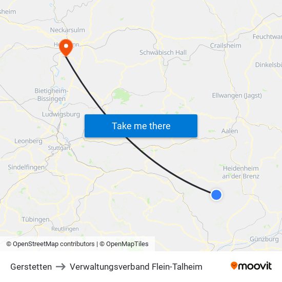 Gerstetten to Verwaltungsverband Flein-Talheim map