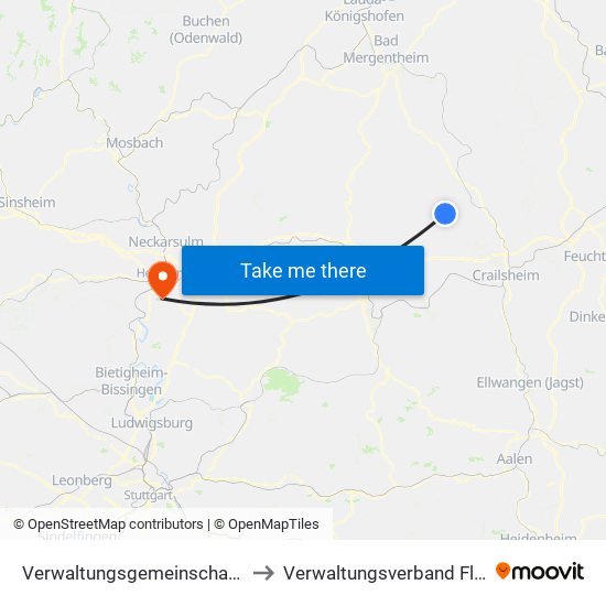 Verwaltungsgemeinschaft Gerabronn to Verwaltungsverband Flein-Talheim map