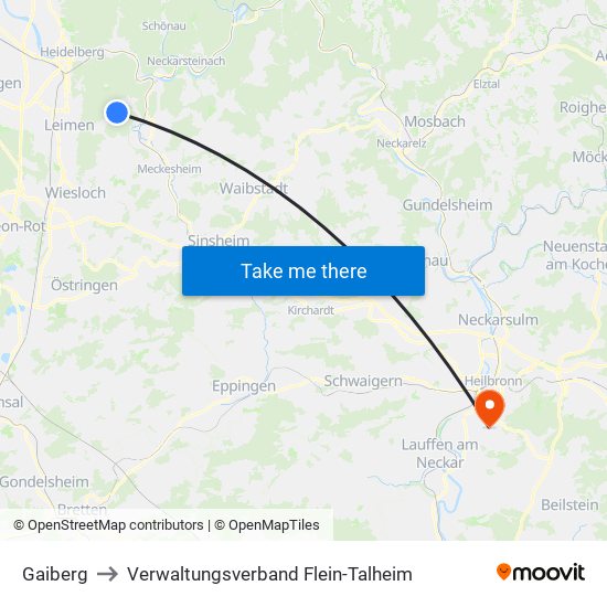 Gaiberg to Verwaltungsverband Flein-Talheim map