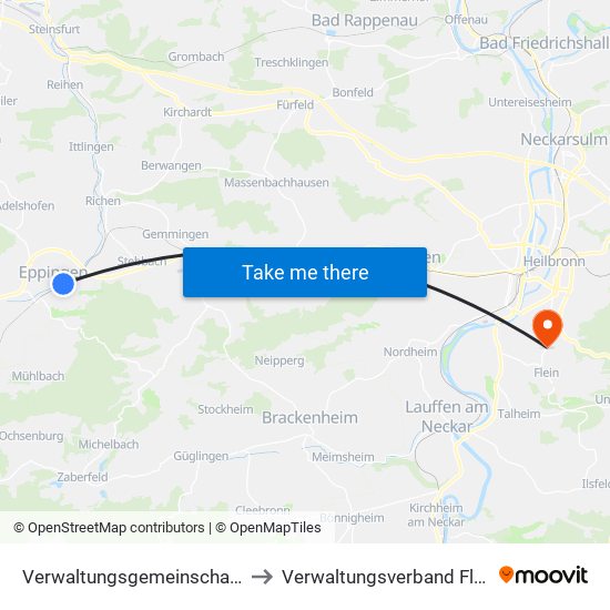 Verwaltungsgemeinschaft Eppingen to Verwaltungsverband Flein-Talheim map