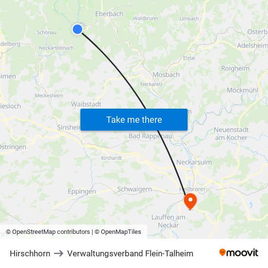 Hirschhorn to Verwaltungsverband Flein-Talheim map