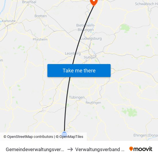 Gemeindeverwaltungsverband Bisingen to Verwaltungsverband Flein-Talheim map