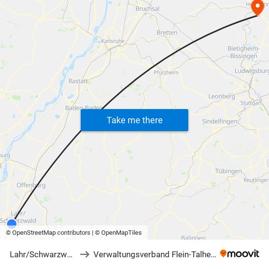 Lahr/Schwarzwald to Verwaltungsverband Flein-Talheim map