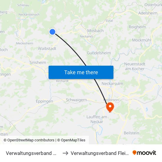 Verwaltungsverband Waibstadt to Verwaltungsverband Flein-Talheim map