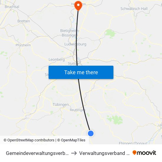 Gemeindeverwaltungsverband Engstingen to Verwaltungsverband Flein-Talheim map