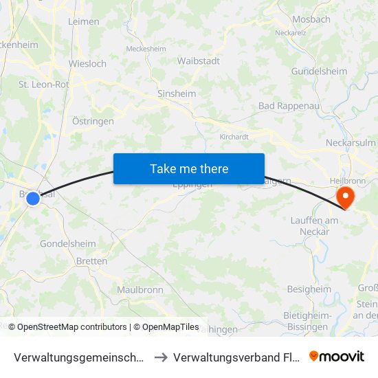 Verwaltungsgemeinschaft Bruchsal to Verwaltungsverband Flein-Talheim map