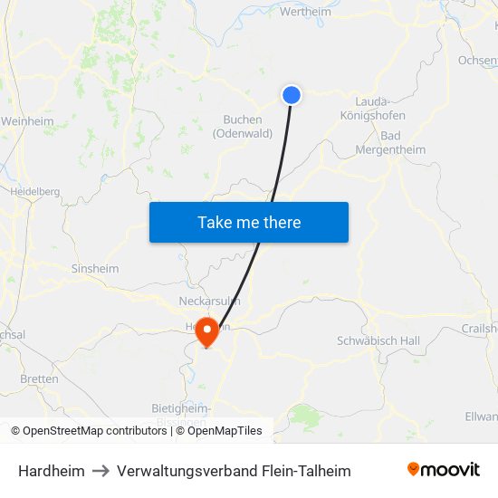 Hardheim to Verwaltungsverband Flein-Talheim map
