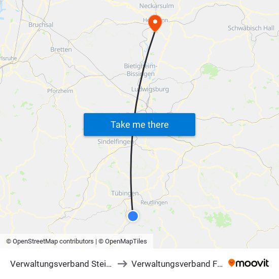 Verwaltungsverband Steinlach-Wiesaz to Verwaltungsverband Flein-Talheim map