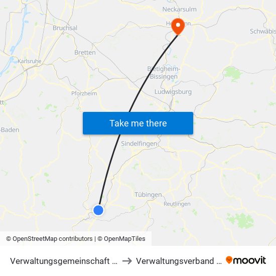 Verwaltungsgemeinschaft Horb am Neckar to Verwaltungsverband Flein-Talheim map