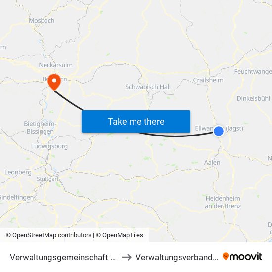 Verwaltungsgemeinschaft Ellwangen (Jagst) to Verwaltungsverband Flein-Talheim map