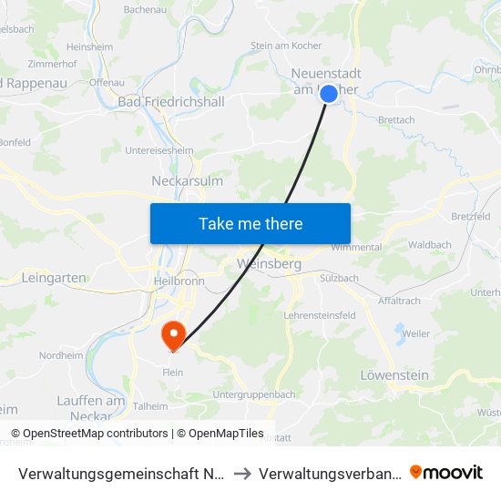 Verwaltungsgemeinschaft Neuenstadt am Kocher to Verwaltungsverband Flein-Talheim map