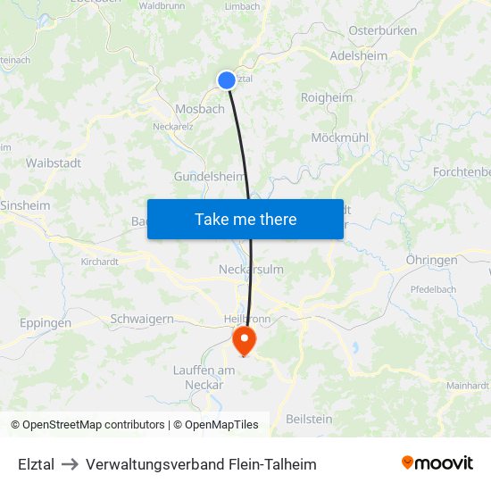 Elztal to Verwaltungsverband Flein-Talheim map