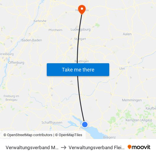 Verwaltungsverband Meersburg to Verwaltungsverband Flein-Talheim map