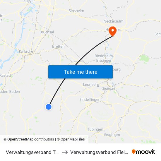 Verwaltungsverband Teinachtal to Verwaltungsverband Flein-Talheim map