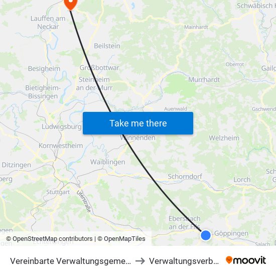 Vereinbarte Verwaltungsgemeinschaft Der Stadt Uhingen to Verwaltungsverband Flein-Talheim map