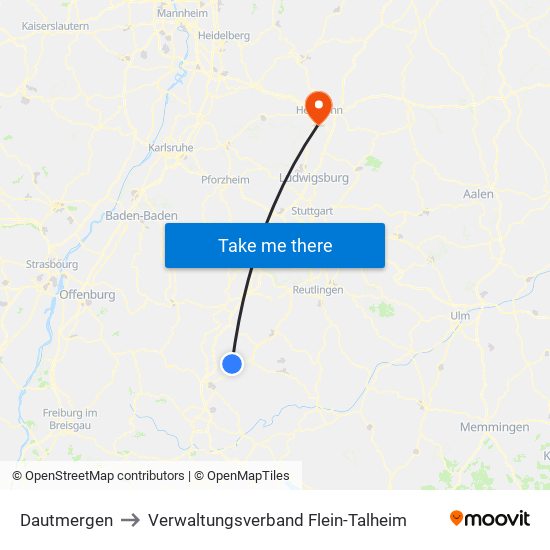 Dautmergen to Verwaltungsverband Flein-Talheim map