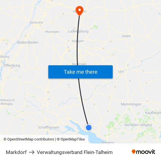 Markdorf to Verwaltungsverband Flein-Talheim map