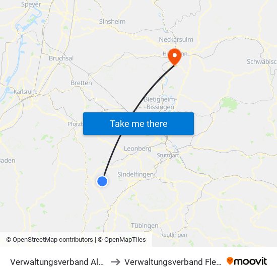 Verwaltungsverband Althengstett to Verwaltungsverband Flein-Talheim map