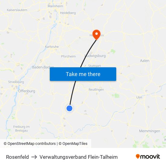 Rosenfeld to Verwaltungsverband Flein-Talheim map