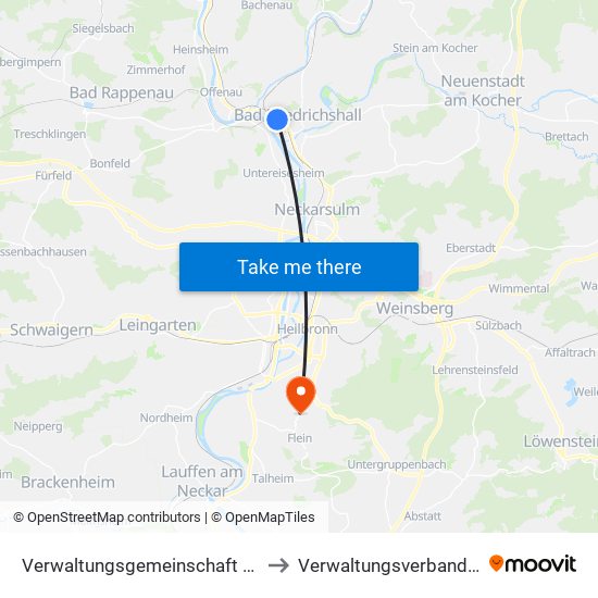 Verwaltungsgemeinschaft Bad Friedrichshall to Verwaltungsverband Flein-Talheim map
