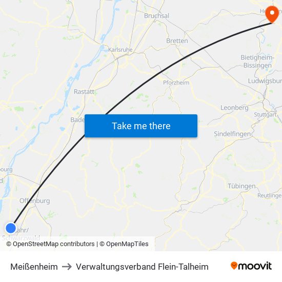 Meißenheim to Verwaltungsverband Flein-Talheim map